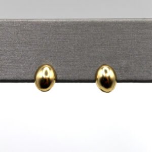 Polished Puffed Oval Stud Earrings – 14KT Yellow Gold