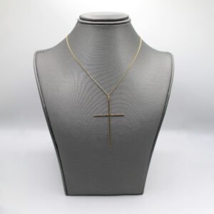 Slender Polished Cross Necklace – 14KT Gold