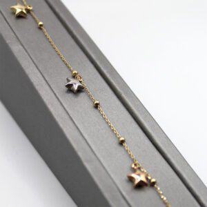 Polished Star Charm Station Bracelet – 10KT Gold