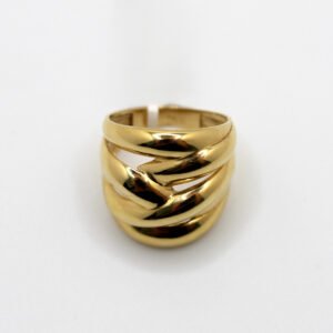 Women's Multi-Layer Interlaced Statement Ring – 10KT Gold – Size 6 3/4
