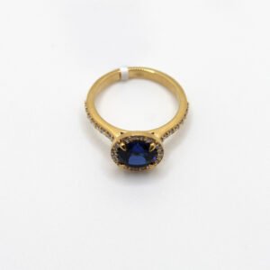 14kt Yellow Gold Sapphire & Stone Halo Ring