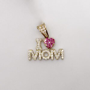 "I Heart Mom" Shimmering Pavé Pendant – 10kt Gold