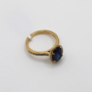 14kt Yellow Gold Sapphire & Stone Halo Ring