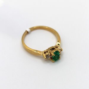 14kt Yellow Gold Emerald & Stone Ring