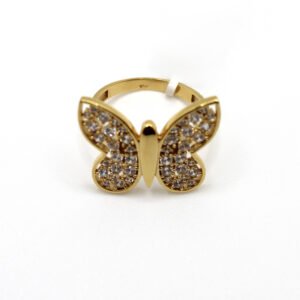 Women's Crystal Accent Butterfly Statement Ring – 10KT Yellow Gold – Size 9