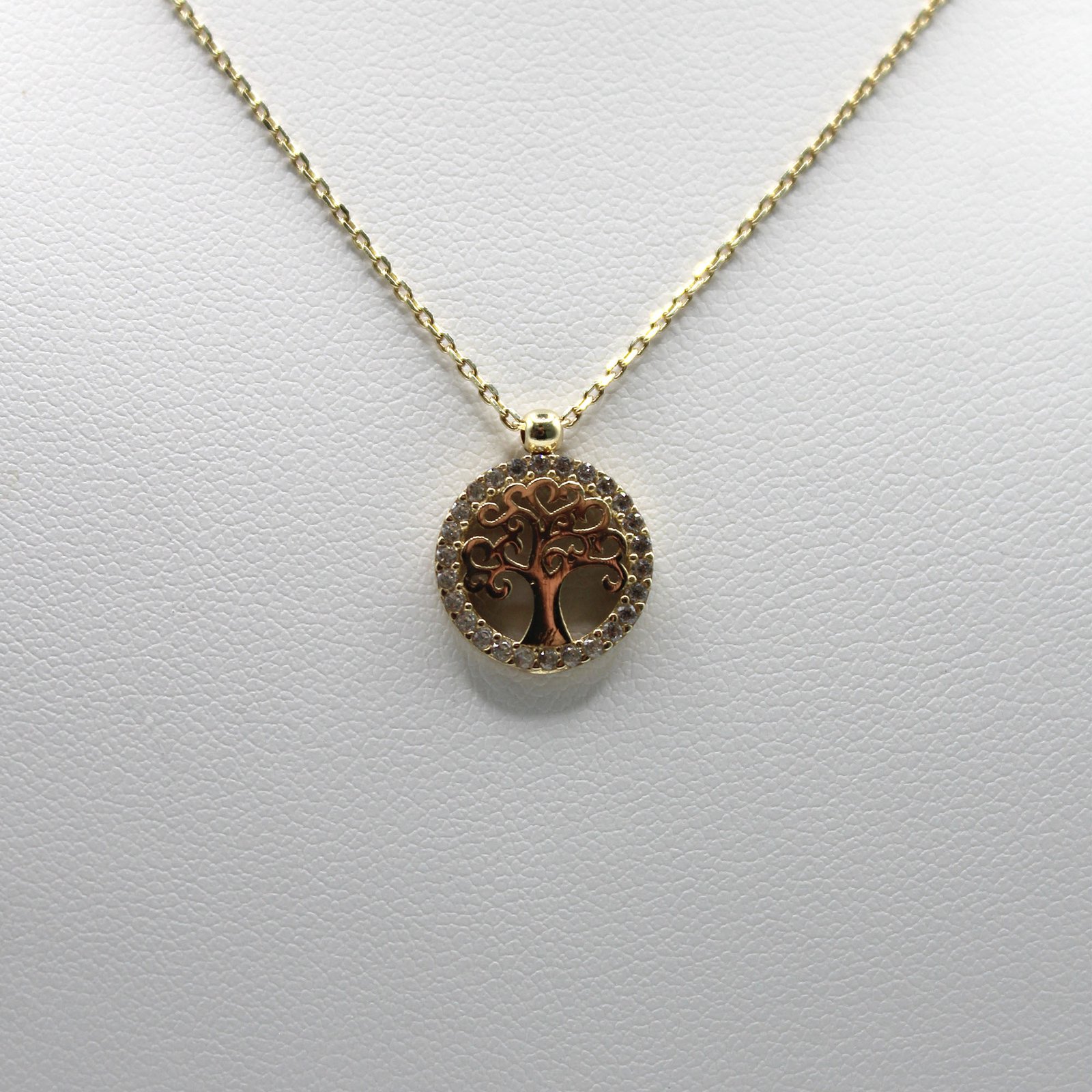 Pave Color Stone Tree of Life Pendant Necklace – 10KT Gold Women’s - Image 2
