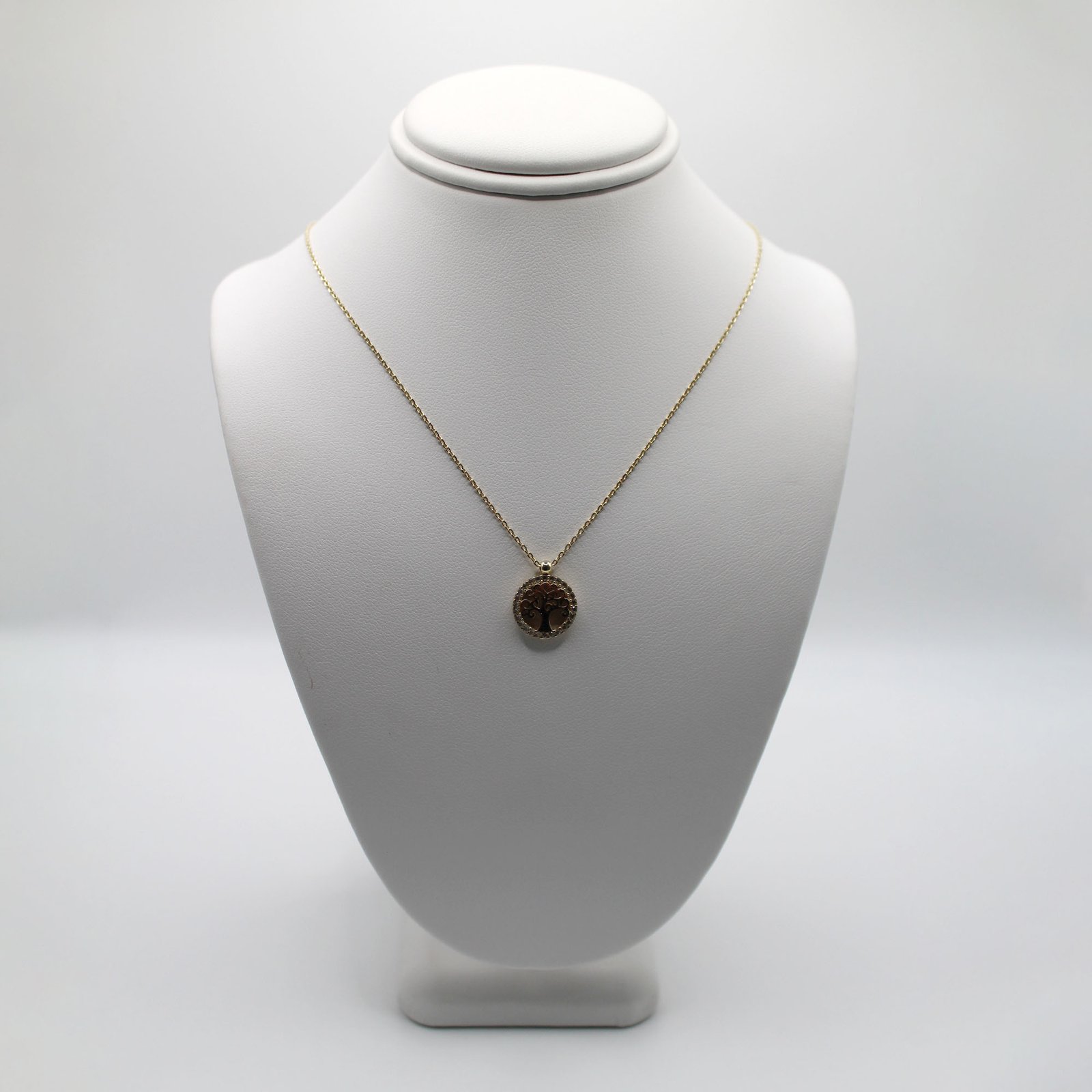 Pave Color Stone Tree of Life Pendant Necklace – 10KT Gold Women’s